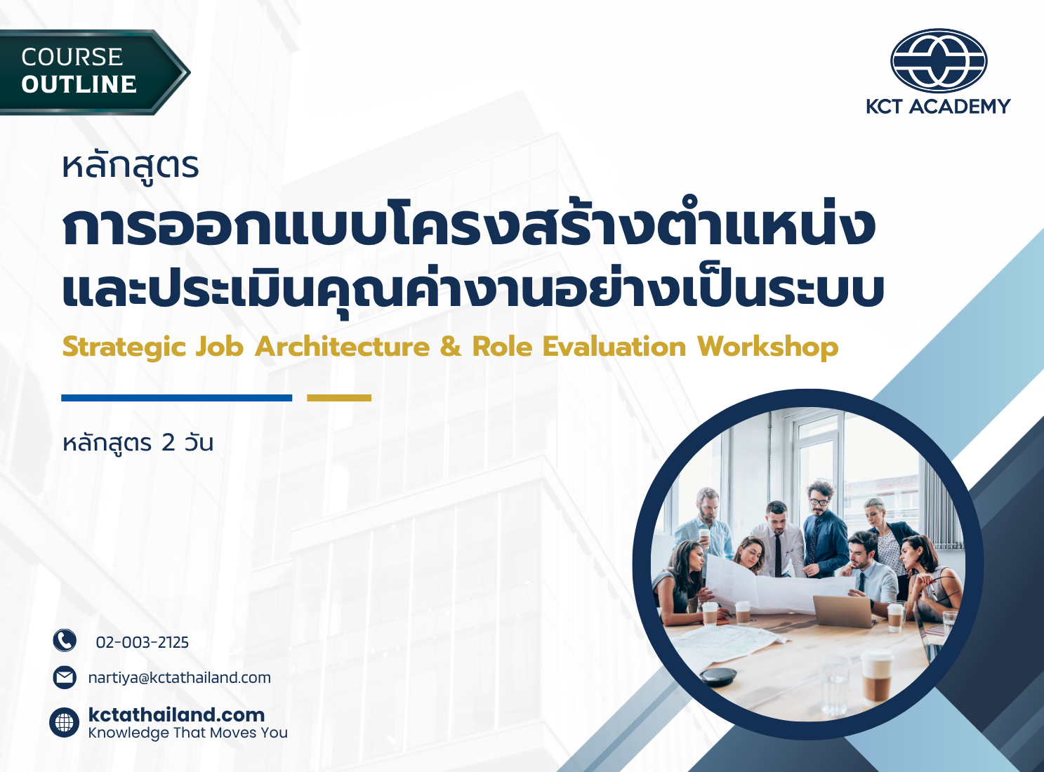 หลักสูตรการออกแบบโครงสร้างตำแหน่งและประเมินคุณค่างานอย่างเป็นระบบ (Strategic Job Architecture & Role Evaluation Workshop)